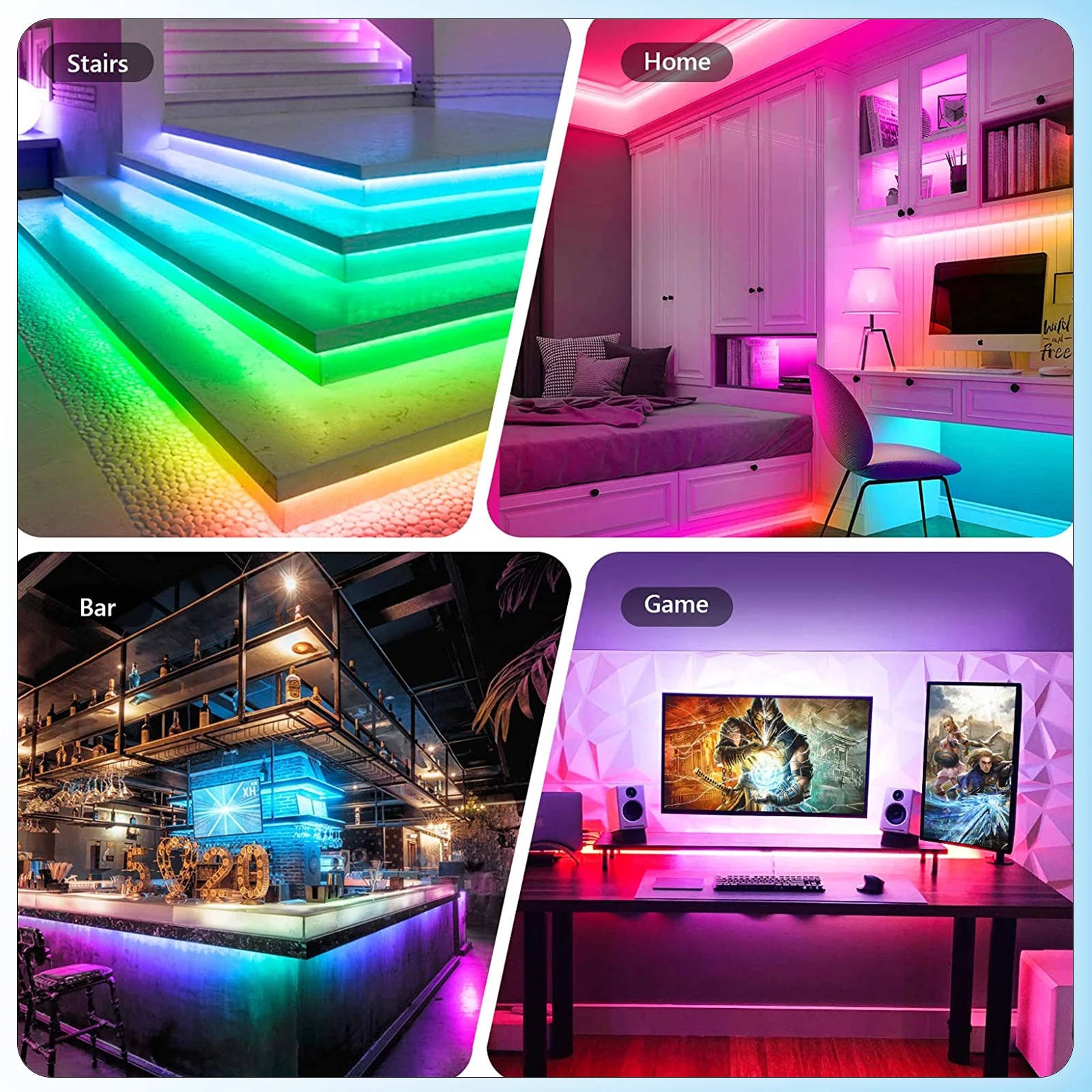 65.6ft LED Strip Light Bluetooth RGBIC Light Strips with 38 Key Remote Control Addressable Pixel Strip Lights for Bedroom, Home