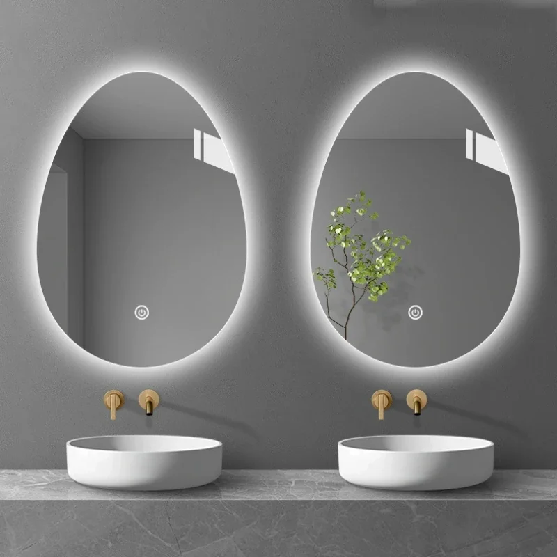 

Irregular Art Smart Bath Mirrors Led Light Haircut Bathroom Shower Mirror Wall Hanging Nordic Espejo 거울 전신거울 Vanity Accessories