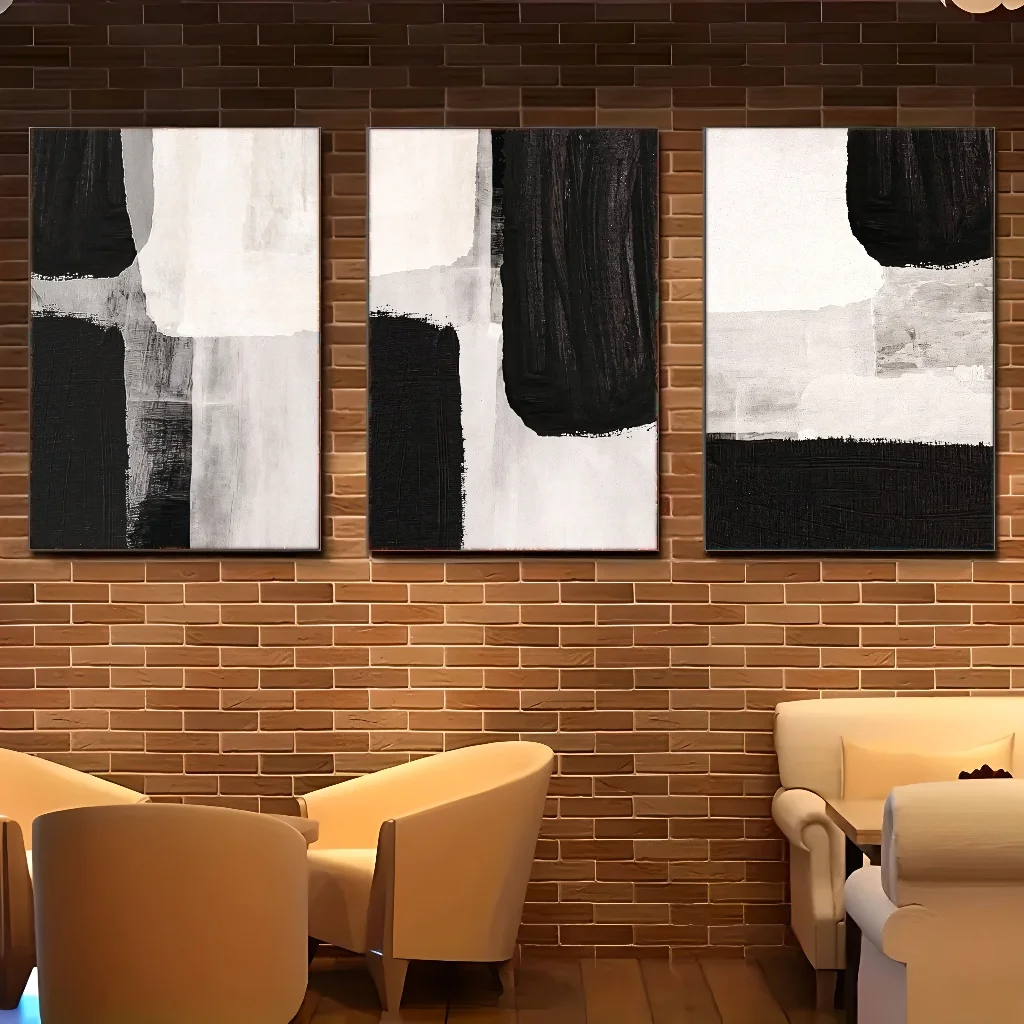 Set of Three 2D Flat Paintings, Perfect for Home And Office Decoration. This Vintage Artwork Features  And Is Ideal for Moder