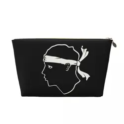 Custom Corsica Flag Travel Toiletry Bag Women French Corsican Pride Cosmetic Makeup Bag Beauty Storage Dopp Kit