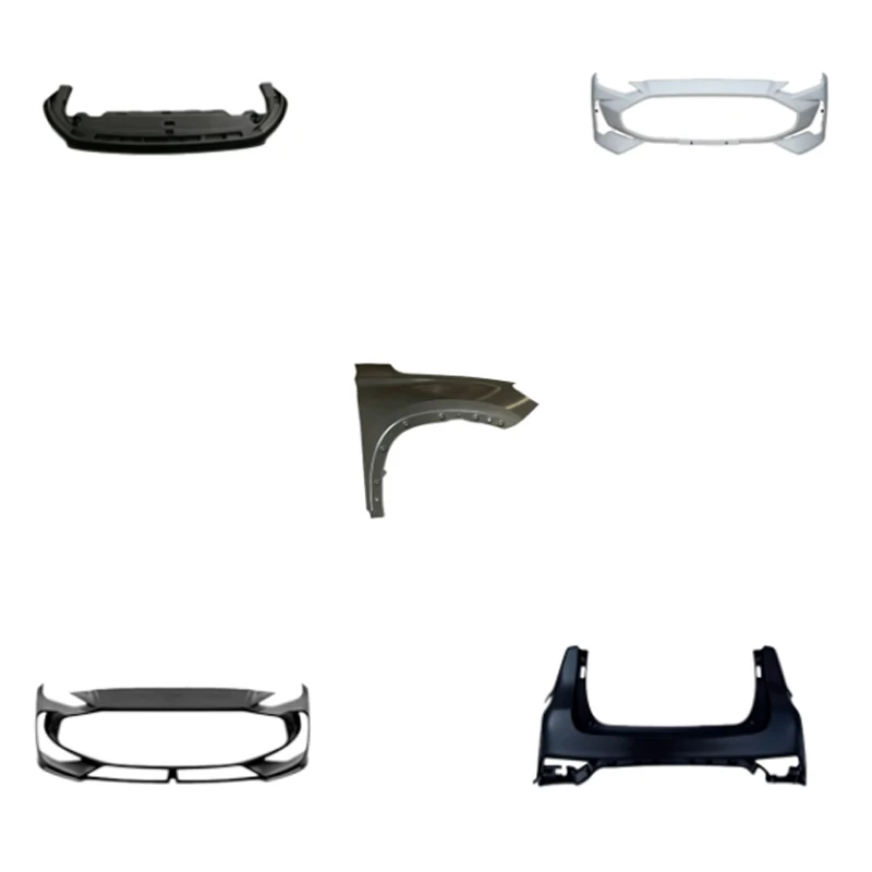 Lower leg protection crossbeam  Front fender skin on the front bumper  Front bumper fascia  Upper body of rear bumper