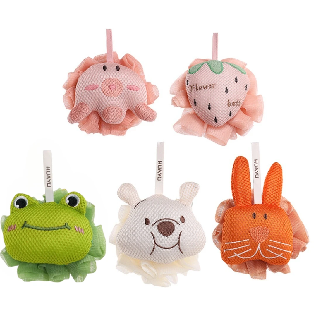 

Двусторонняя мультяшная губка для ванны, милый многоразовый отшелушивающий скруббер для тела, портативный душ, глубоко очищающие мягкие губки для душа