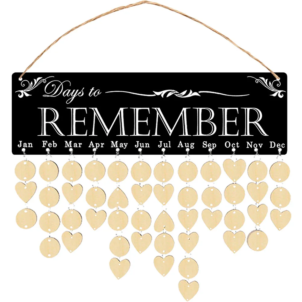 1Set Birthday Calendar Wall Hanging Wooden Reminder Board Decoration DIY Family Birthday Tags Advent Calendar 2023 Christmas