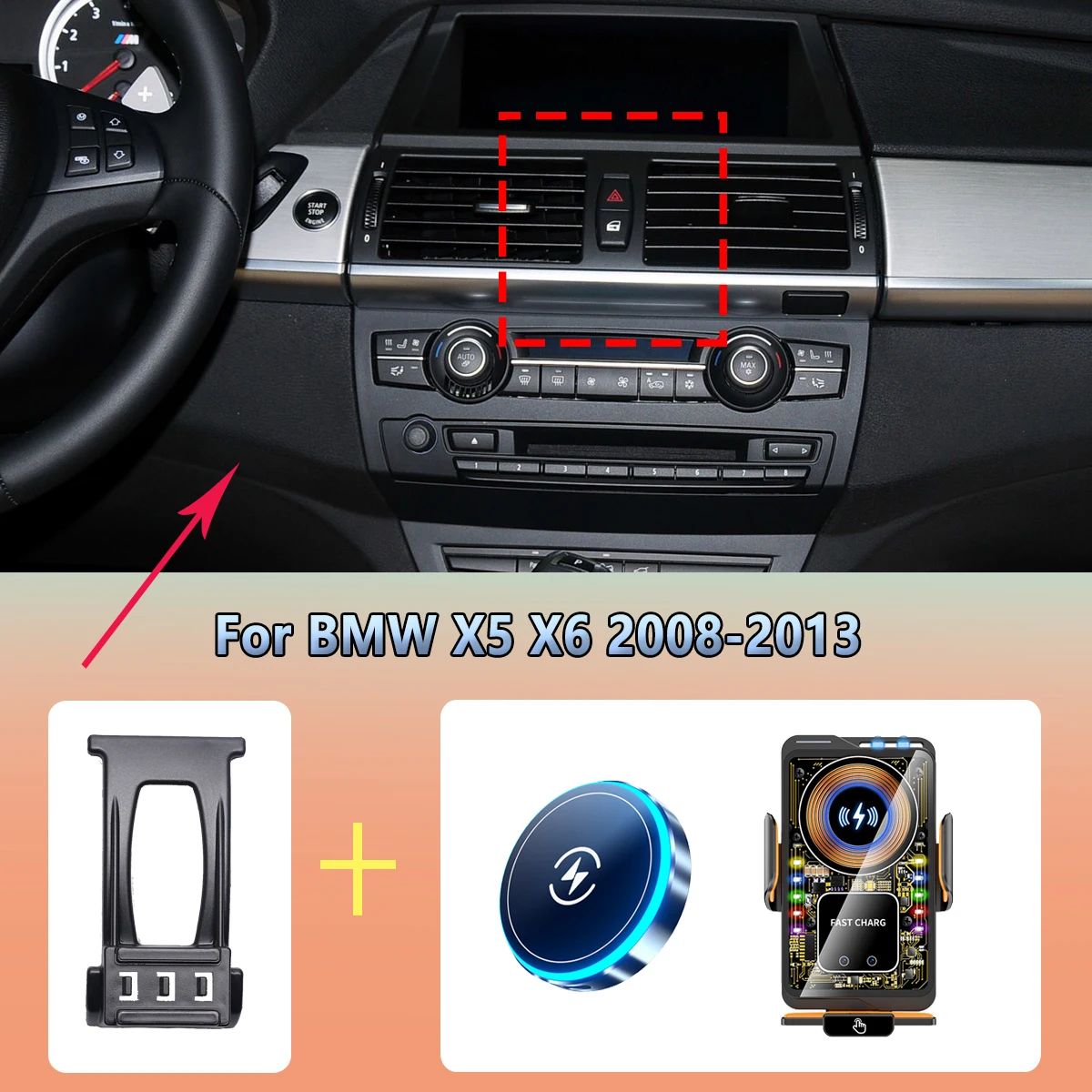 Car Phone Holder For BMW X5 E70 X6 E71 2008 2009-2012 2013 Magnetic Wireless Charging Car Phone Fixed For Magsafe Mount Stand