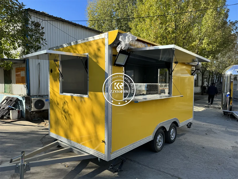 

Fast Food Truck Stainless Steel Food Trailer With DOT Mobile Snack Coffee Cart with Full Kitchen Custom Ice Cream Pizza Kiosk