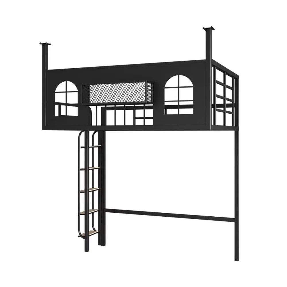 Space Saving Metal Loft Bed Modern High Sleeper Frame Minimalist Wall Mounted Bunk for Small Room Iron Hanging Bed view 5