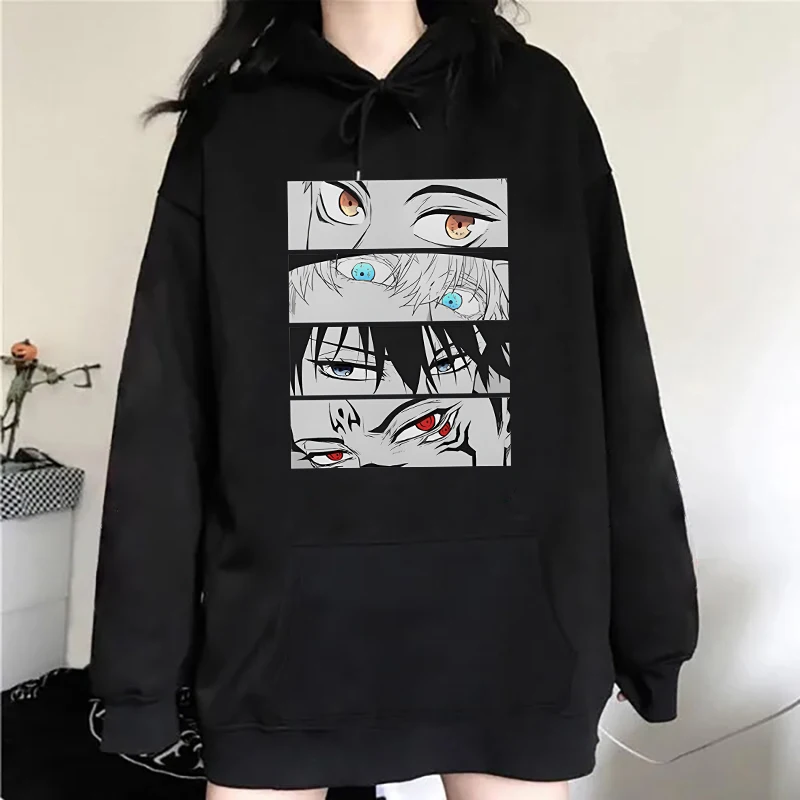 Anime Eyes Printed Hoodies Unisex Autumn Winter Fashion Casual Cotton Long Sleeve Pullover Sweatshirts