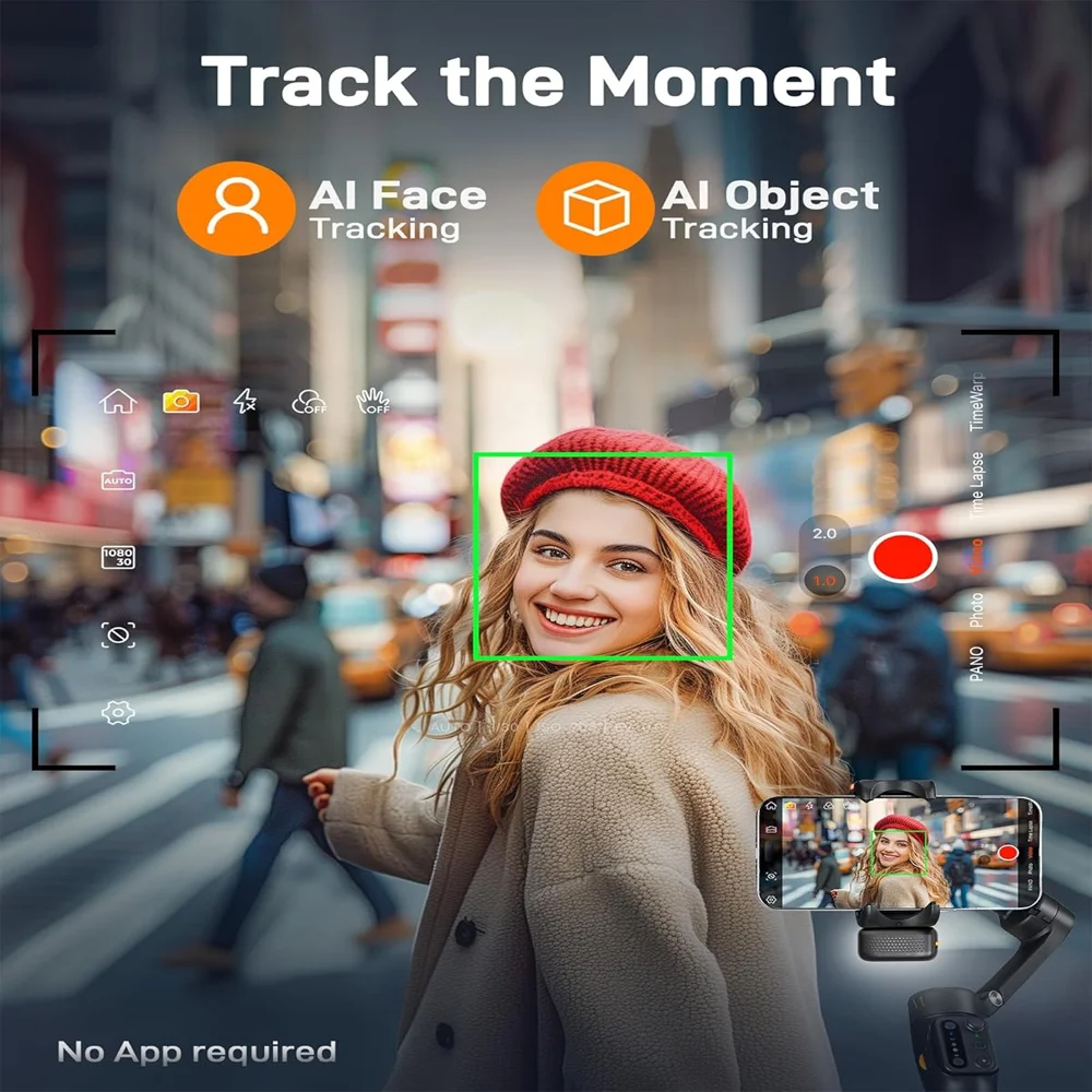 Hohem iSteady V3 3-Axis AI Face Tracking Gimbal Stabilizer Handheld for Smartphone with 3rd gear Fill Light for iPhone Android