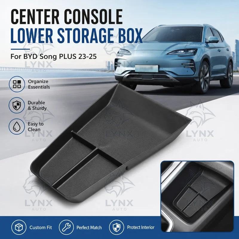 For BYD Song PLUS 23-25 Center Console Lower Box Car Storage Organizer Interior Accessories Modification Parts