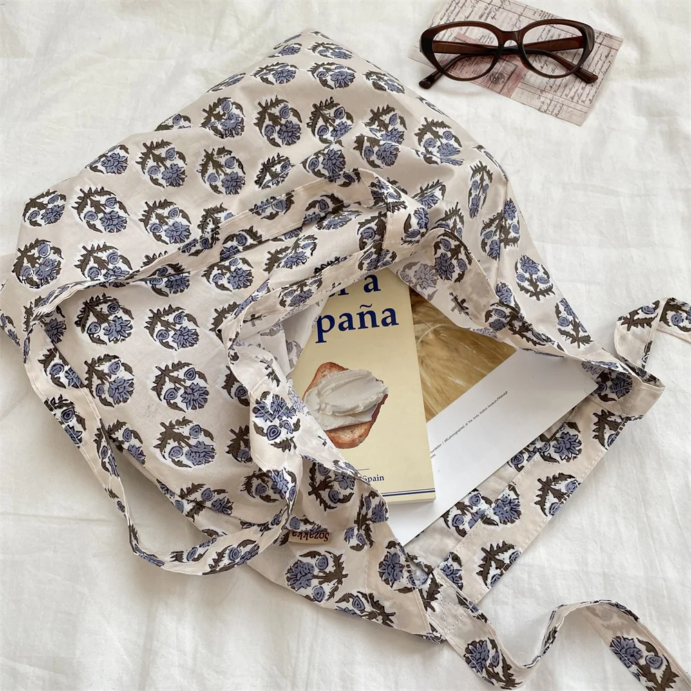 

Винтажная большая сумка с цветочным принтом, модная тонкая стильная женская сумка для покупок на плечо, женская сумка