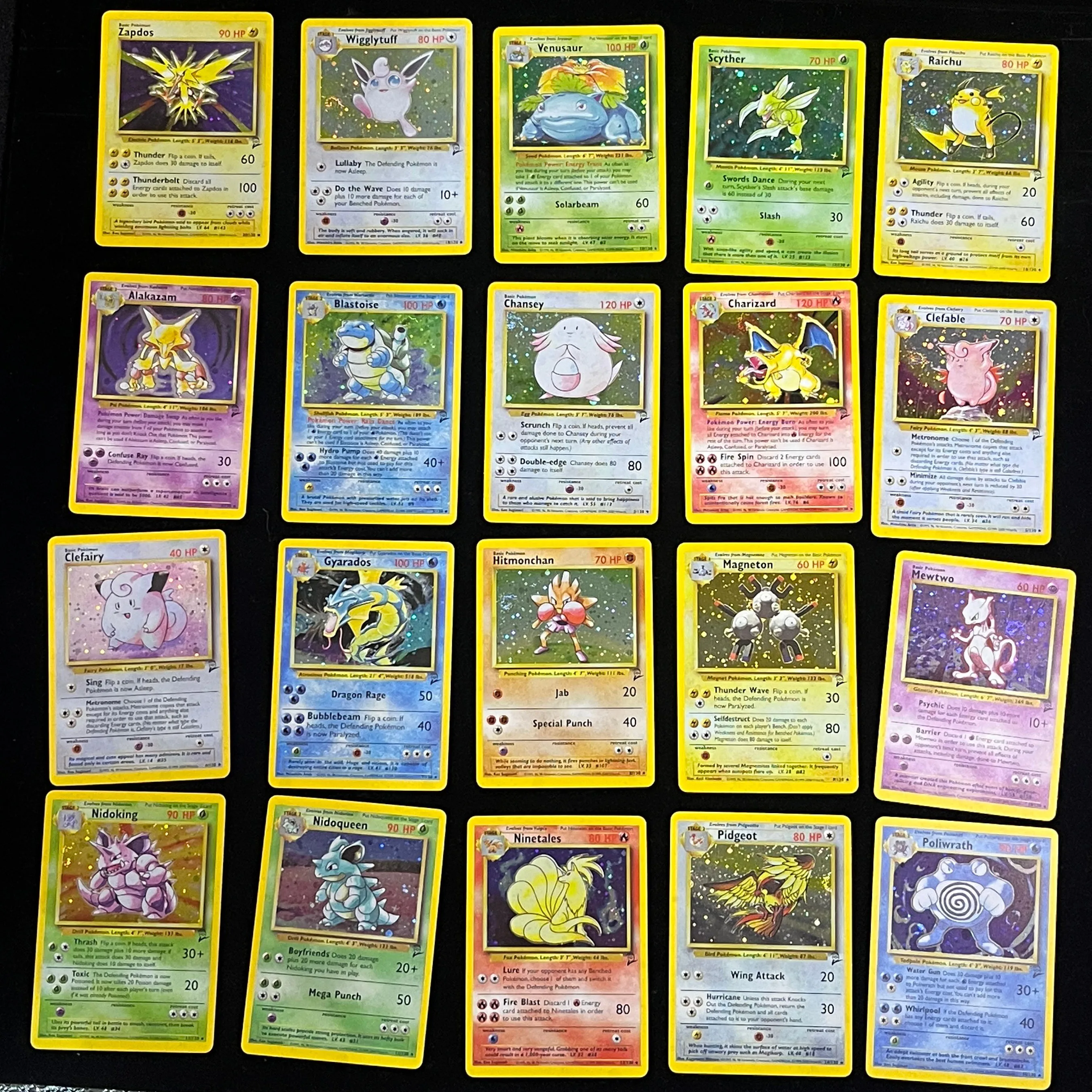 

pkm Premium Custom Holographic Proxy TCG Cards - Base Set 2 Complete Holo Replica Set for Display PTCG