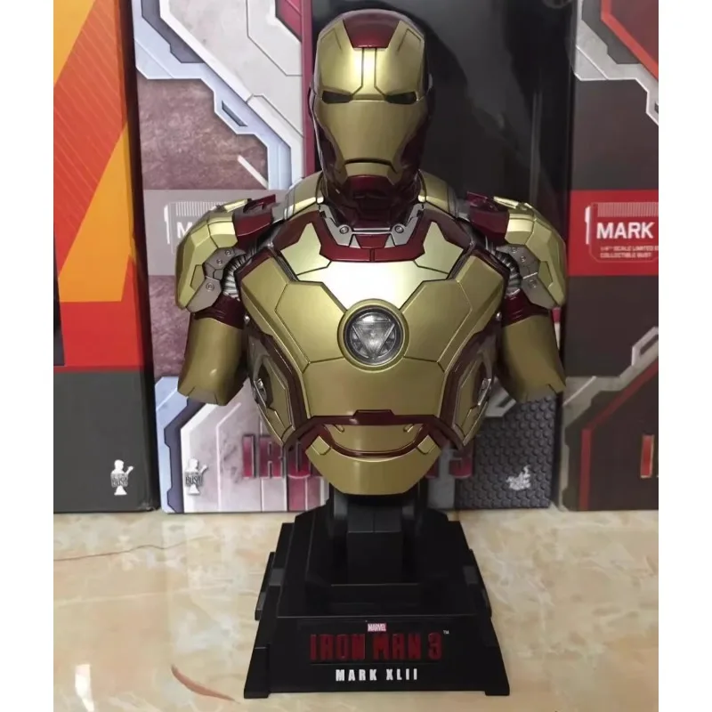 

23 см настольный орнамент светодиодный светильник Железный человек 1/4 портрет ПВХ модель статуя MK7 MK42 MK43 супергерой персонаж коллекция игрушек