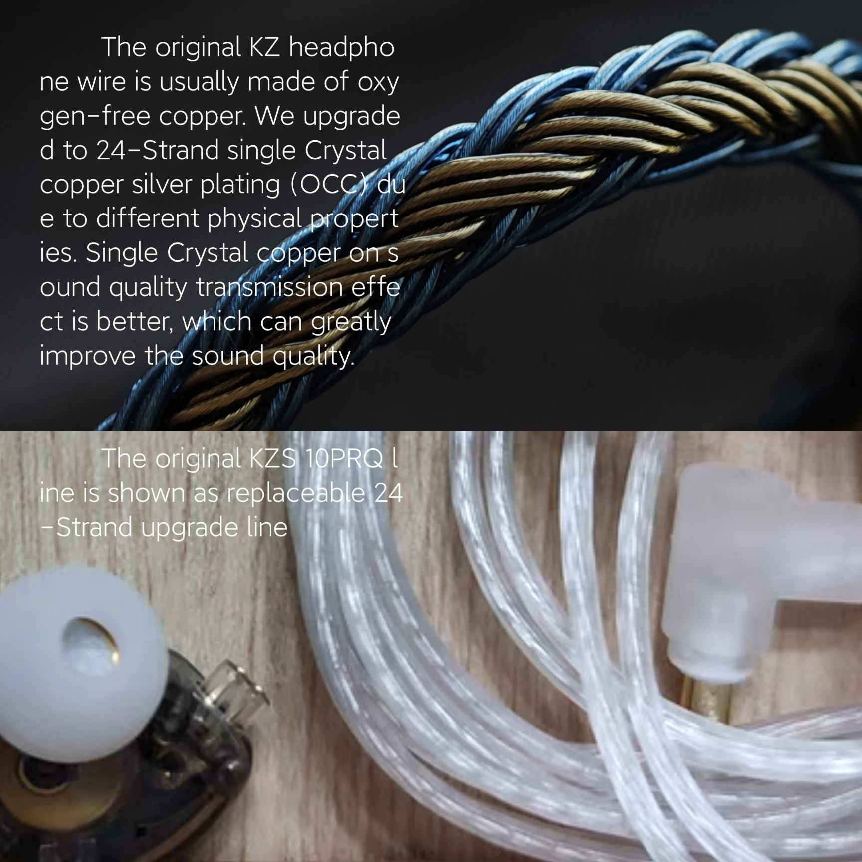 KZ ZS10 Pro X AS16Pro AST24 PRO ZAS Upgrade cable 4.4mm balance cable 3.5mm with mic OCC Silver Plated Earphones 24 strands