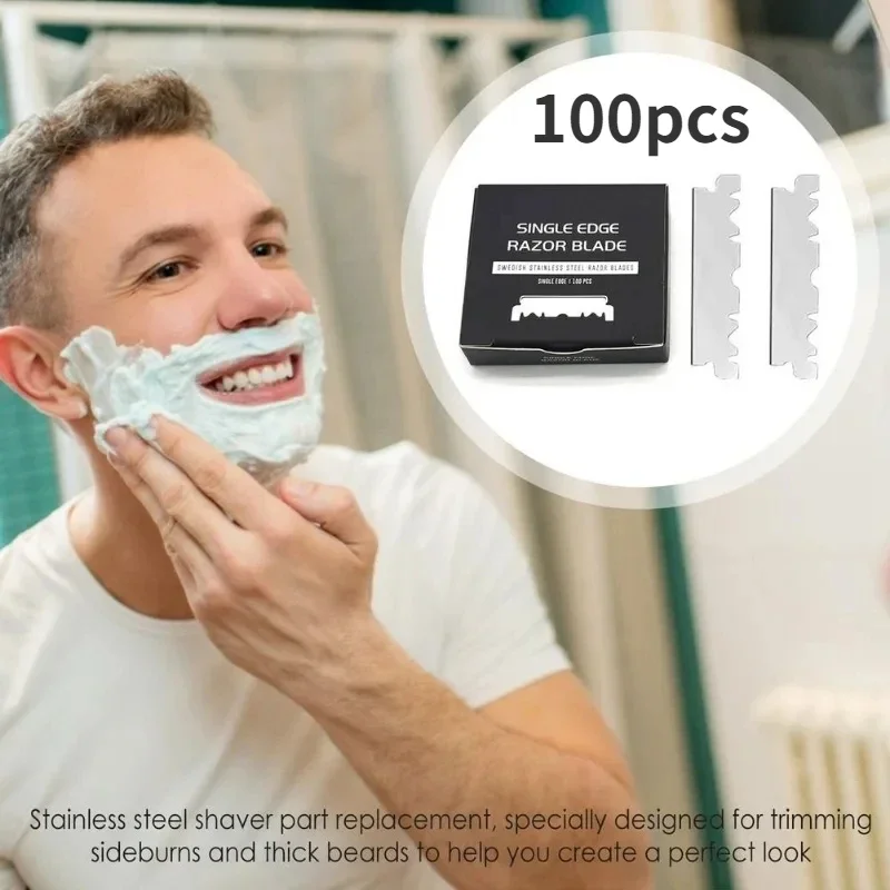 100Pcs Single Edge Razor Blades Men's Stainless Steel Razor Blades Sharp Blades For Facial Care Disposable Replacement Blade