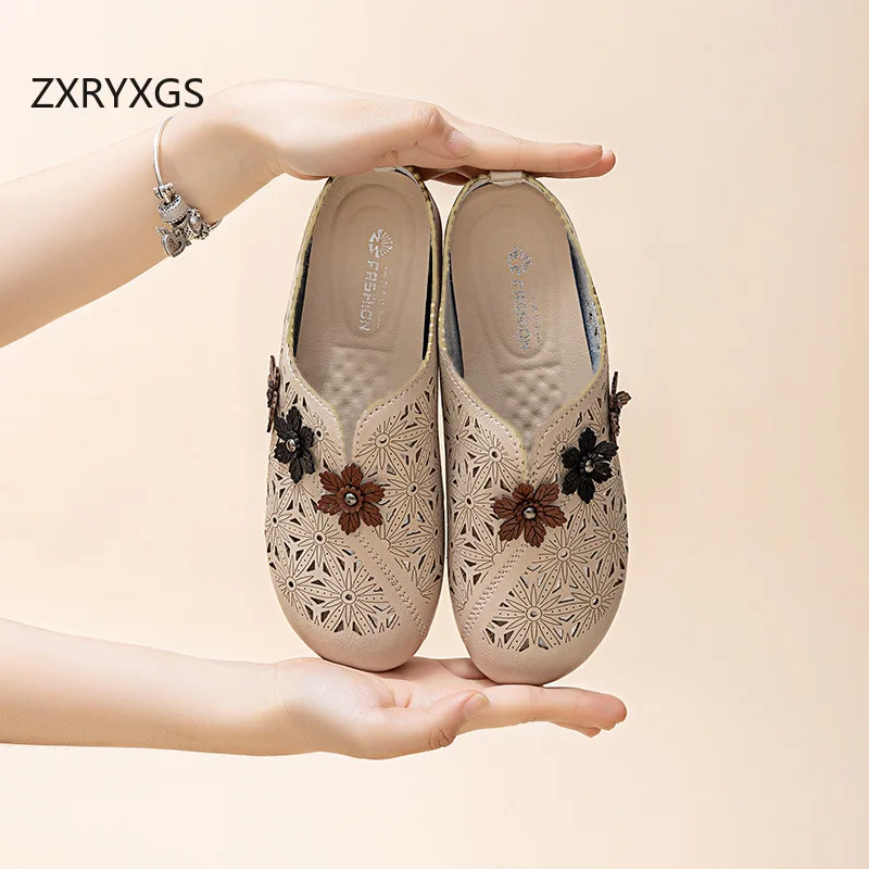 ZXRYXGS-Zapatillas de piel de microfibra para mujer, calzado de punta redonda, cómodo, suave, plano, Premium, 2024