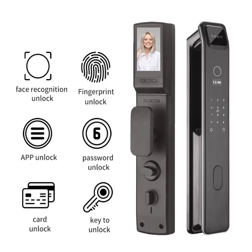 Cheap Smart Lock 3D Face Recognition Face ID Work With WIFI APP Zigbee Rifd Home Door Lock With Video Camera