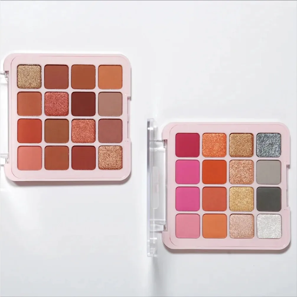 16 Colors Matte Shimmer Glitter Waterproof Eyeshadow Palette Private Label Custom Logo Vegan Makeup Wholesale Glitter Eye Shadow