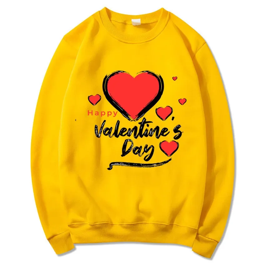 New Valentine's Day Love Flower Letter Print Crew-neck Hoodie Sweatshirts  Aesthetic Streetwear Women Sweatshirt Women Clothing