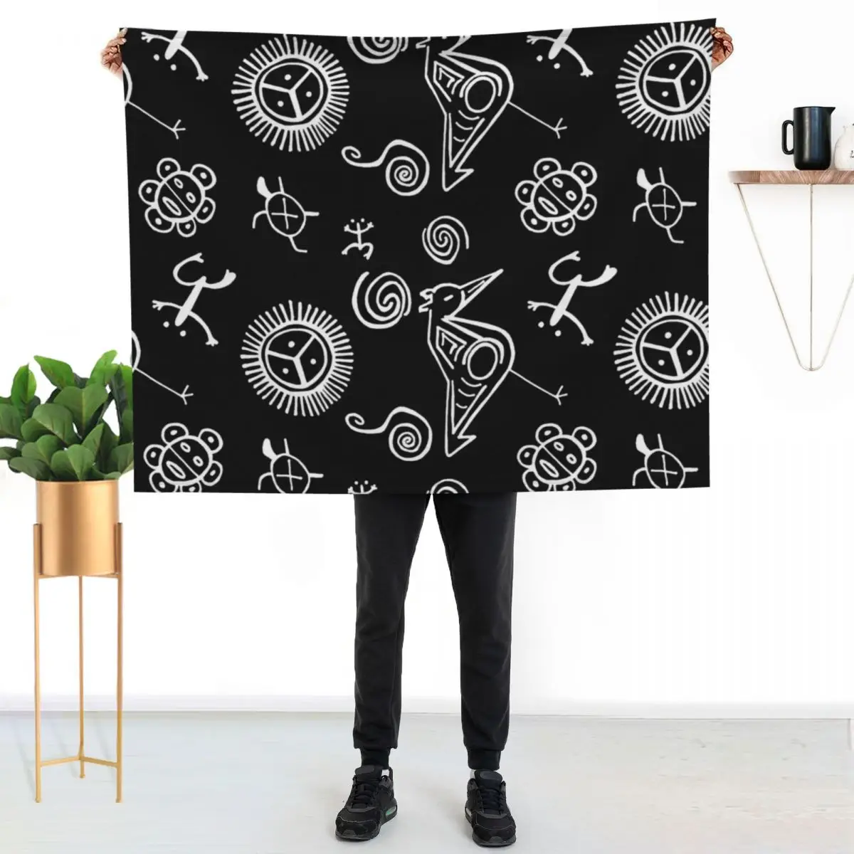 Taino Symbols | Black and White Taino Art Throw Blanket Polar Luxury St Sofa Quilt anime Baby Luxury Brand Blankets