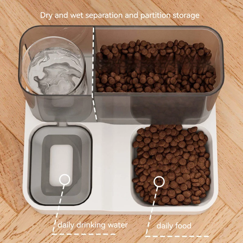 Cat Food Automatic Dispenser Large Capacity Drinking Water Bowl Pet Supplies Dry and Wet Separation Dog Food Container