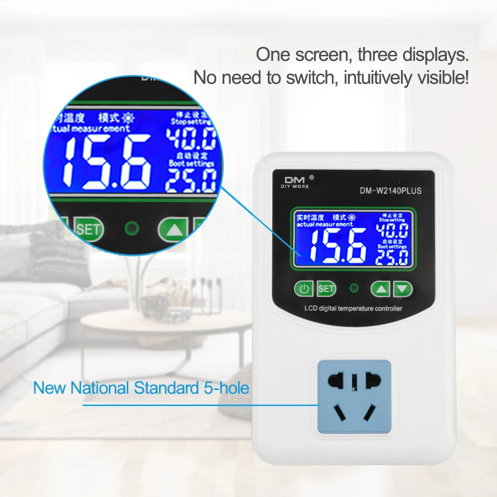 Imagem -04 - Controlador de Temperatura Digital Aquecimento Inteligente Arrefecimento Sensor Ntc Controle Temp Termostato 16a 3500w ac 110220v Zfx-w2140a