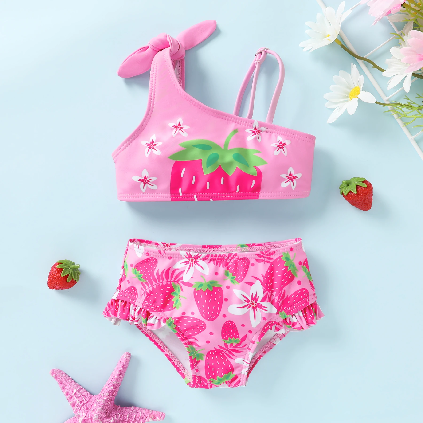 Toddler Baby Girl Swimsuit Two Piece Bathing Suit Floral Ruffled Bikini Set Swimwear Beach Outfit