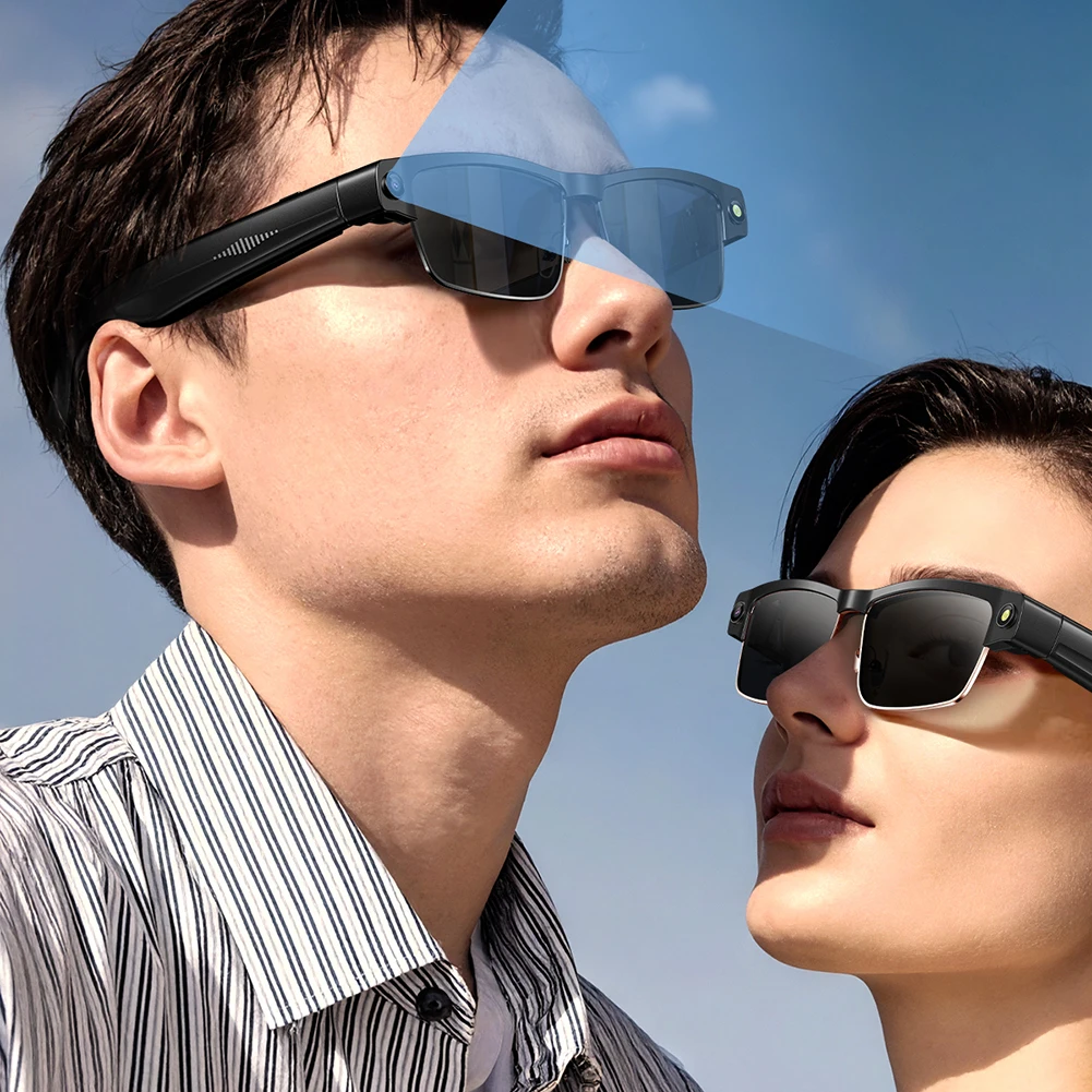 AI Smart Glasses Voice Assistant BT Glasses Built-in Mic & Speakers Camera Glasses for Travel Meetings Business Use