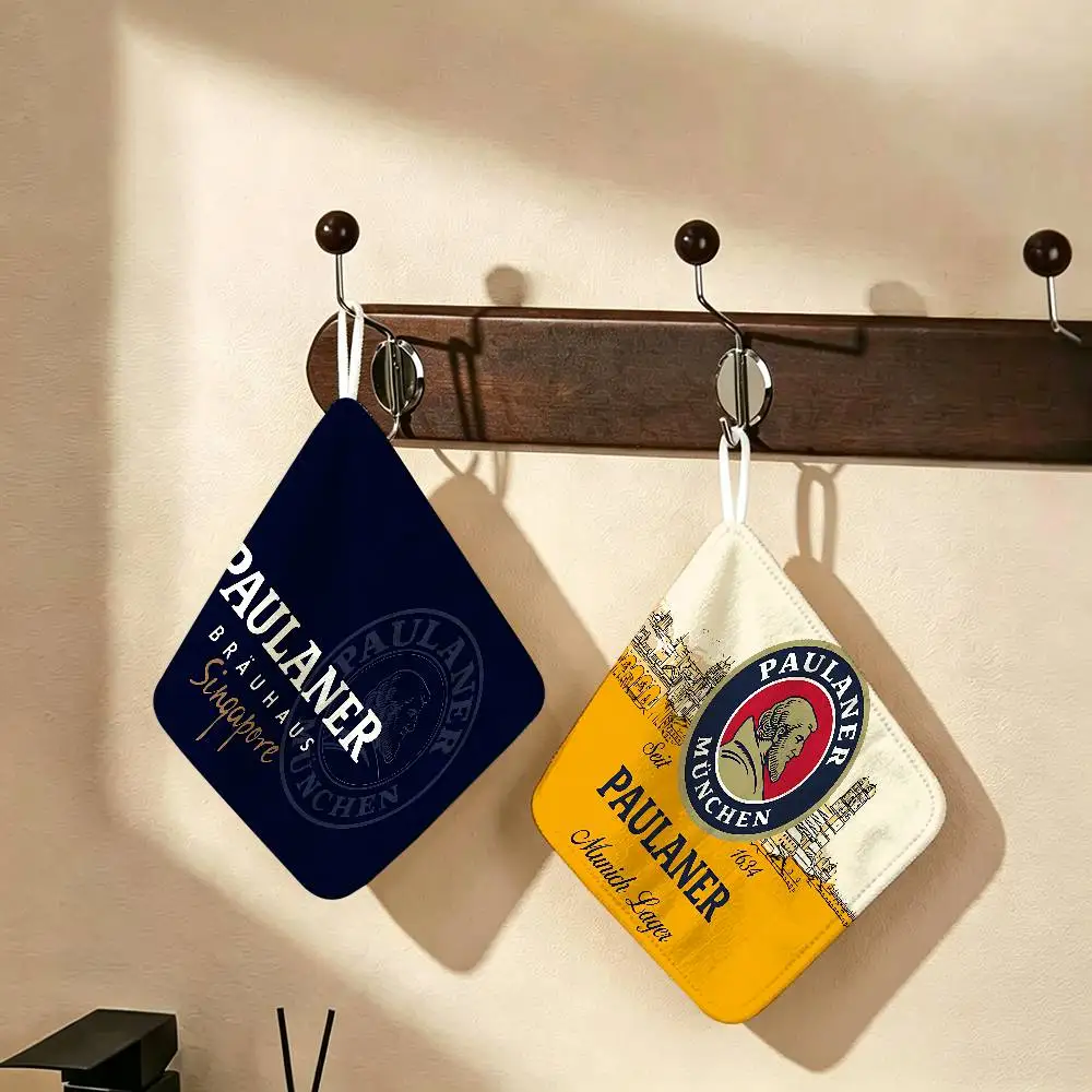 German Beer P-Paulaners Polyester Cotton Hanging Hand Towel, Super Absorbent Hand Wiping Towel for Daily Household Use