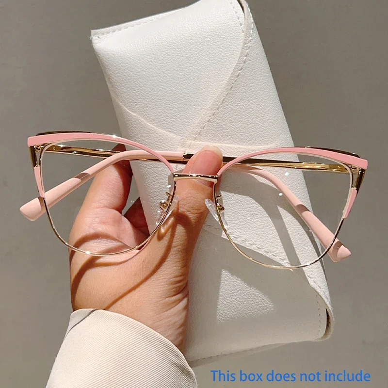 KAMMPT Oversized Cat Eye Glasses Women New Fashion Vintage Hollowed Rim Optical Frames Trendy Luxury Butterfly Shaped Eyeglasses - view 3