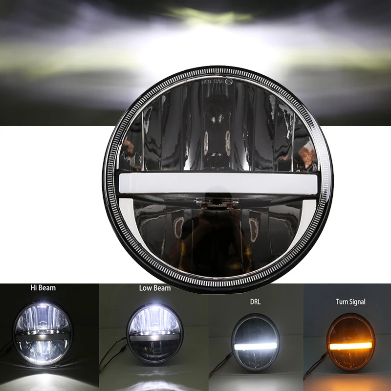 

Led Headlight 7Inch Angel Eyes 60W Bulbs 12V Running Lights 6000K Fog Accessories For Jeep Car Hunter Hummer Lada Niva 4X4 Uaz