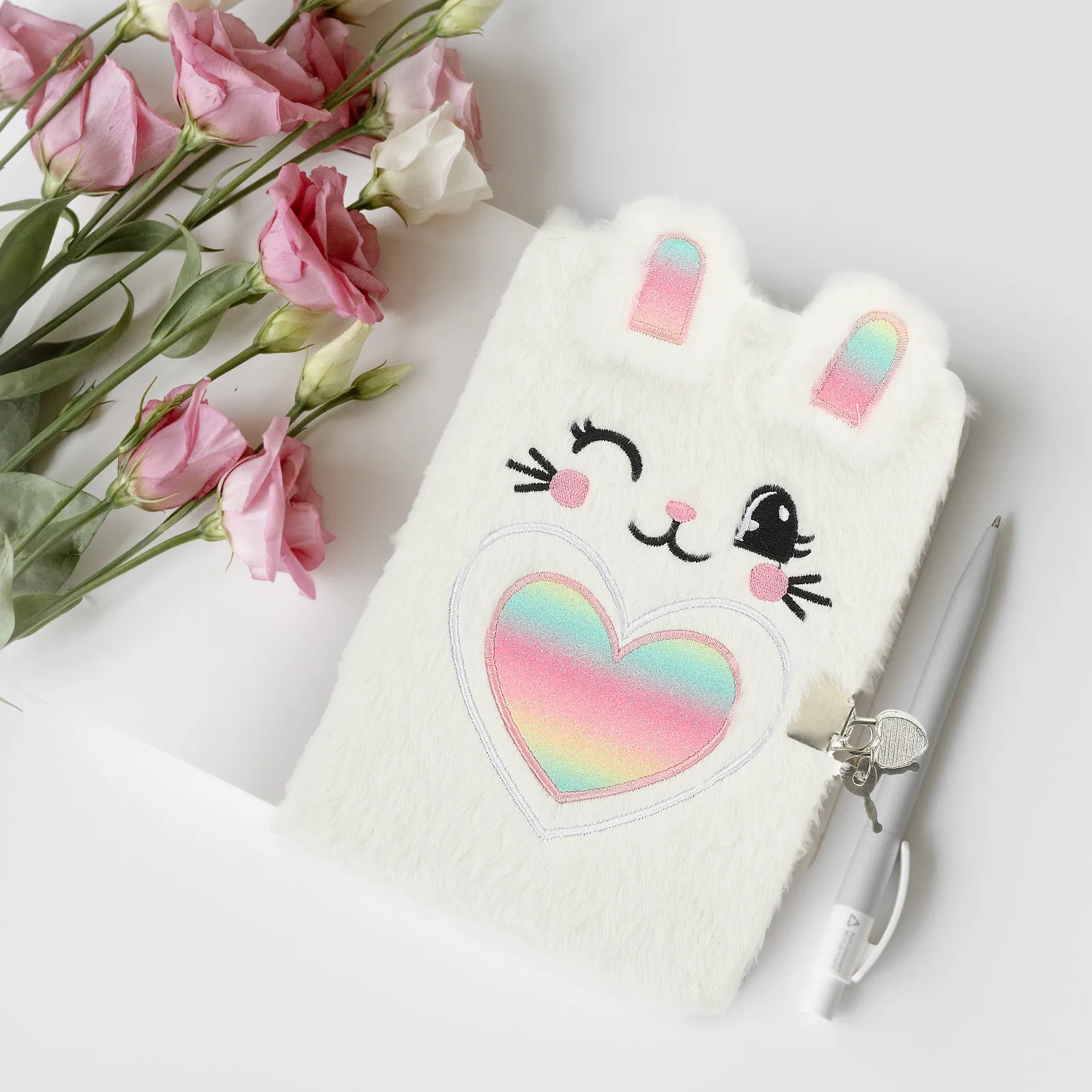 Lovely Cartoon Rabbit Notebook Adorable Cover Daily Use Multi-Function Diary Journal Book Writing Note Supply Diary Book