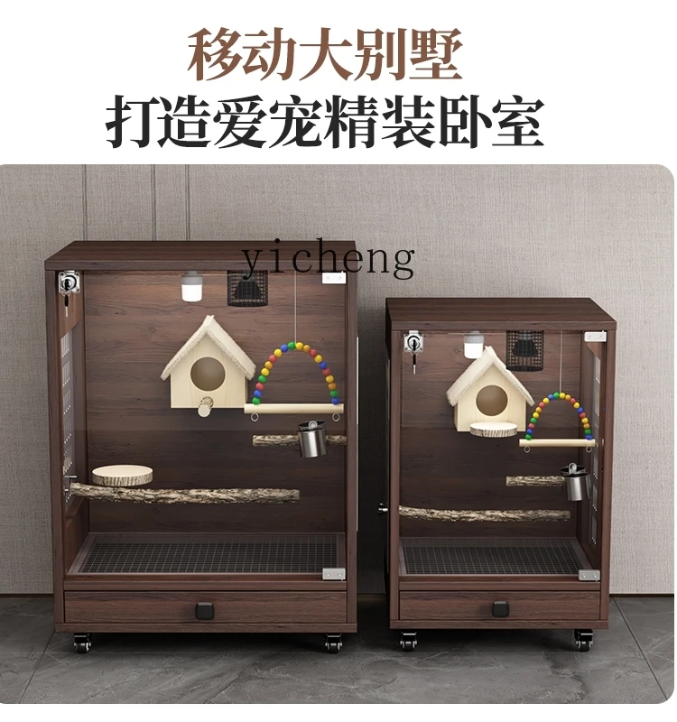 Zf Warm Parrot Cage Solid Wood with Drawer Thermostat Bird Cage Nest