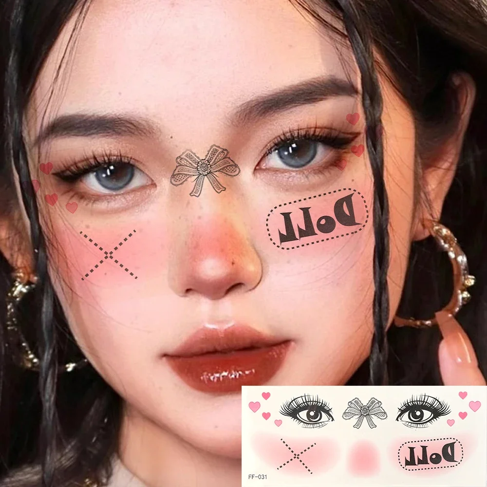 Waterproof Halloween Blusher Stickers Lasting Temporary Tattoo Butterfly Love Sticker Makeup Face Body Art DIY Party Fake Tattoo