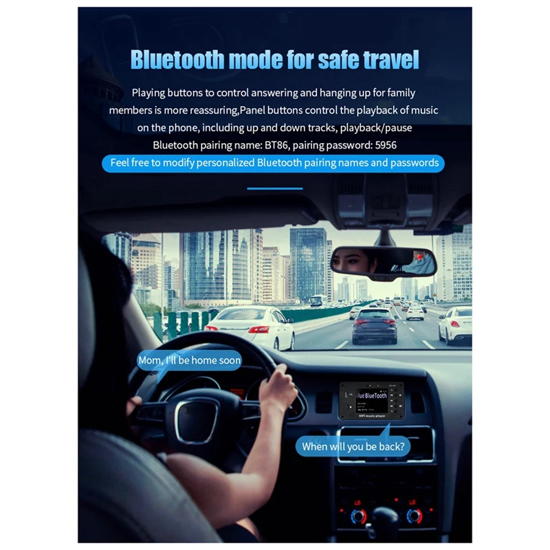 2.8-Inch Color Screen Bluetooth 5.1 Car Synchronization Lossless Decoding Board Time Alarm Clock Fm Audio Decoder