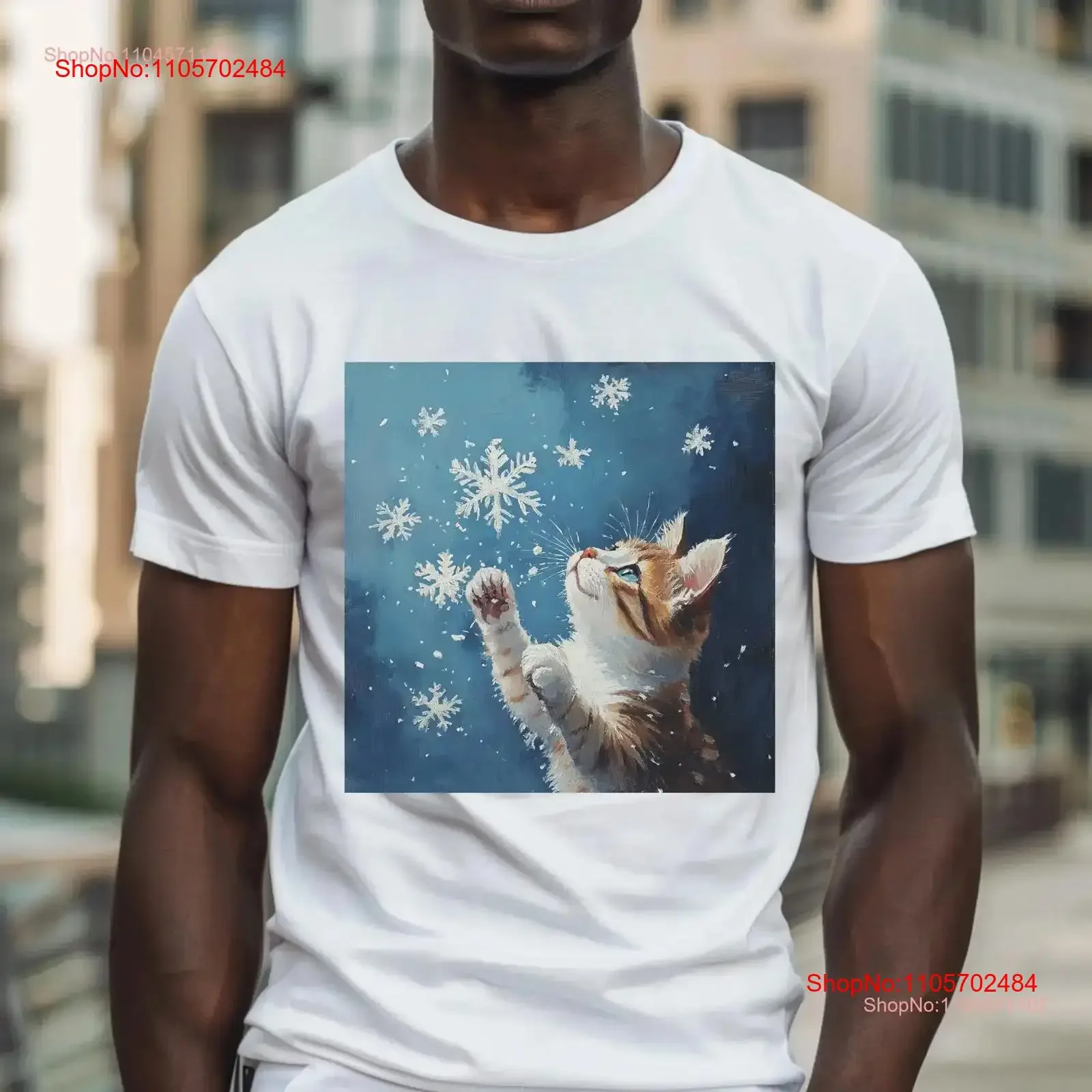 Cat Pawing Through Snowflakes T Shirt Cats Snowflake Christmas s Ornament Theme Animal Art Ideas vintage Washed streetwear