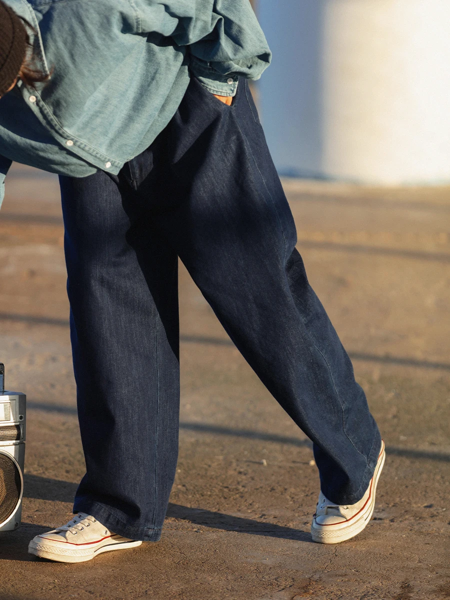Noears Vintage haute rue vêtements de travail ample jambe large bleu jean drapé décontracté taille élastique pantalons longs coton 00% jeunesse Sle