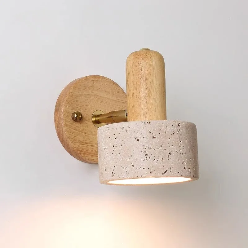 

Cave stone Japanese Wabi sabi style wall lamp medieval Nordic retro homestay bedroom bedside with switch reading wall Light