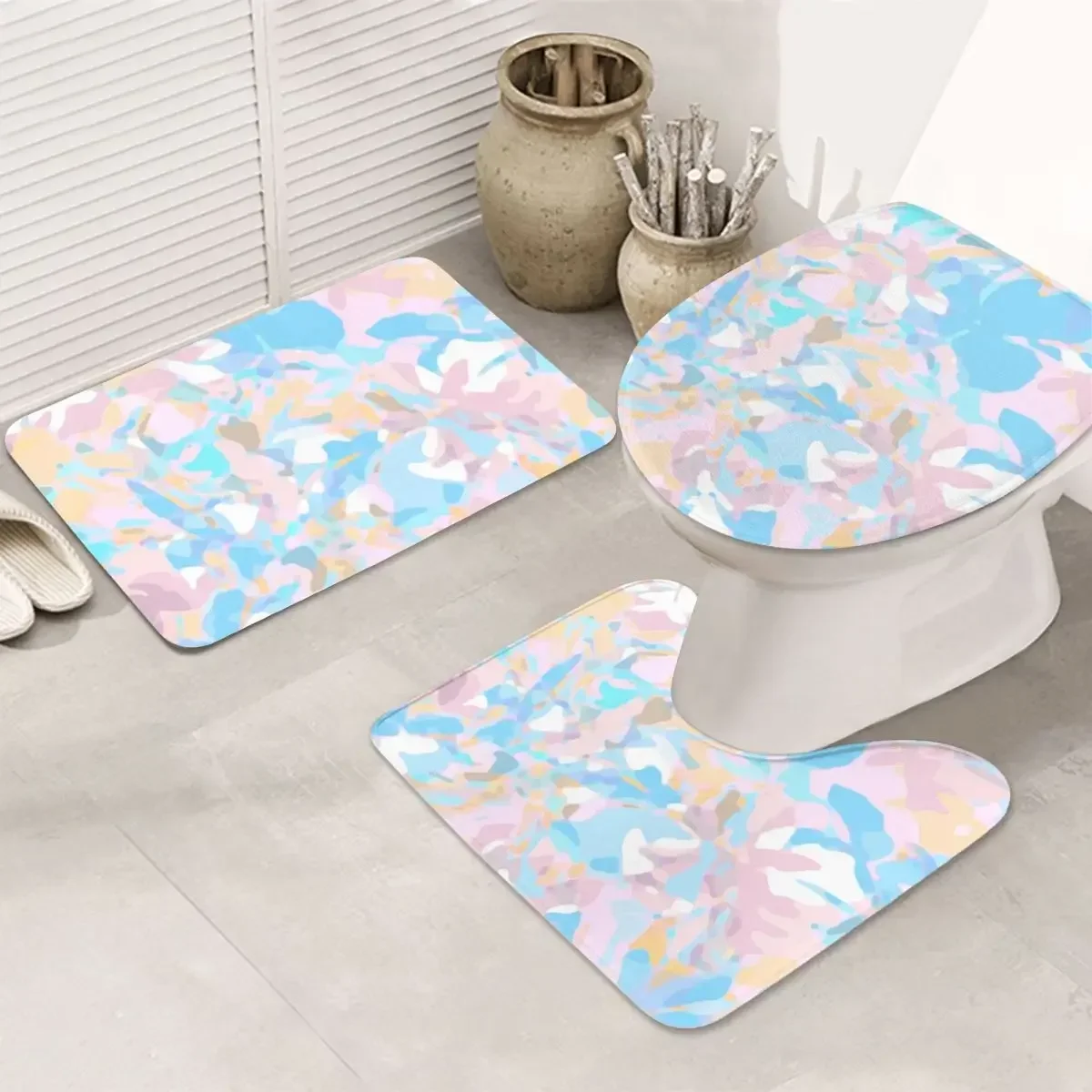 DIY customized flannel anti slip carpet three piece set with water absorption anti slip easy to maintain home decoration