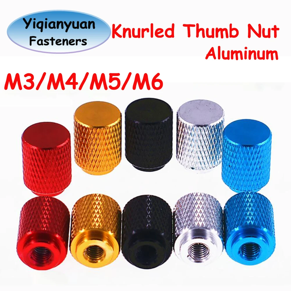 

5Pcs M3 M4 M5 M6 Aluminum Hatching Knurled Thumb Nut Blind Hole Extended and Heighten Hand Tighten 3D Printer Curtain Wall Nuts