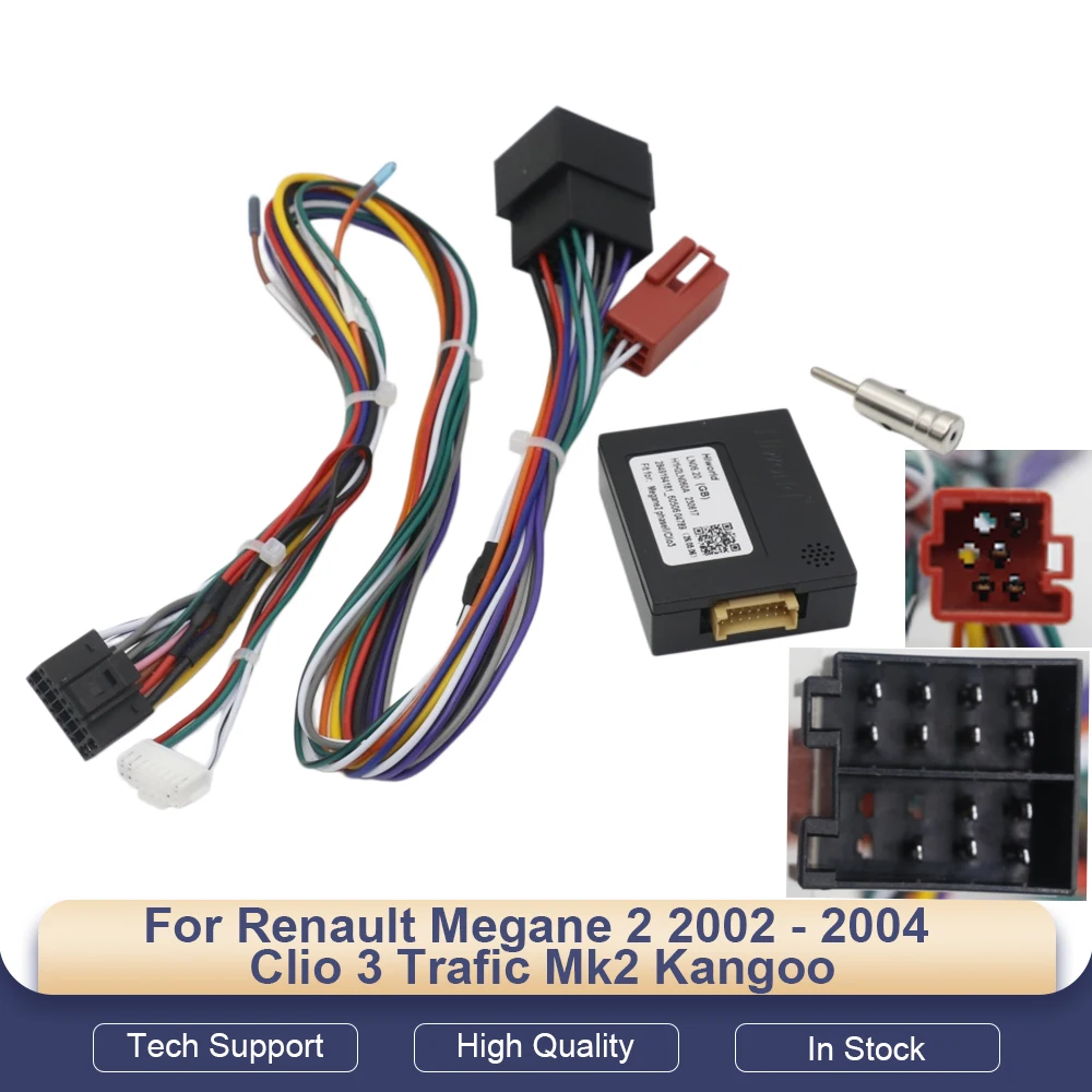 

16 Pin For Renault Megane 2 Clio 3 Trafic Mk2 Kangoo Canbus Android Player Power Cable Audio Adaptor Dash Trim kit Facia Panel