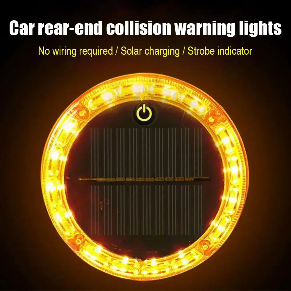 1/2PCS Solar Strobe Warning Light Anti-collision Rear Tail Lamp Wireless LED Signal Light for Car Truck Motorcycle Trailer