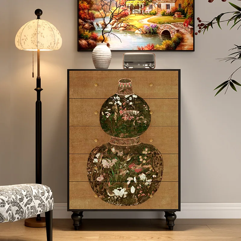 Dining side cabinet retro storage storage cabinet living room bucket bedroom entrance cabinet y