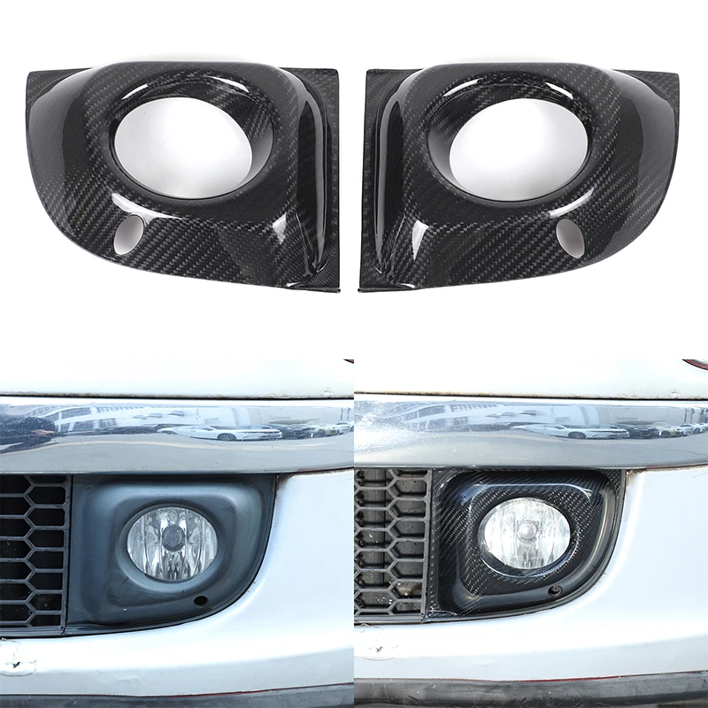 

2Pcs Real carbon fiber For Fiat 500 2011-2015 car front fog light decorative frame sticker car exterior protection accessories