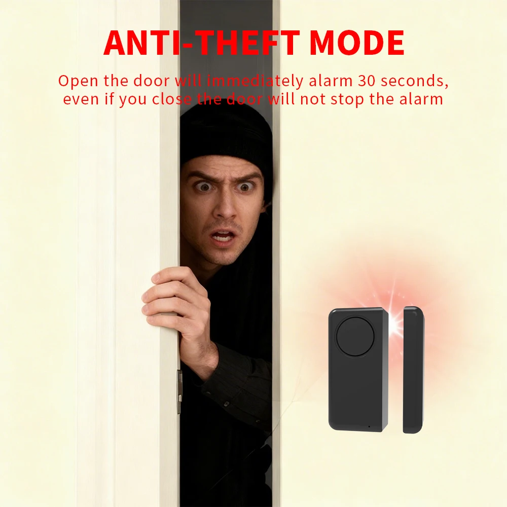 يعمل مستشعر نافذة الباب الذكي Tuya WiFi مع إشعار الحياة الذكية في الوقت الحقيقي وإنذار 90 ديسيبل لأمن المنزل سهل التركيب