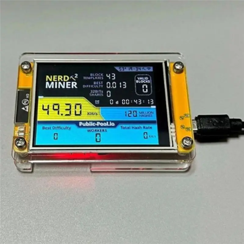 Nerdminer V2 2.8 Inch Display BTC Solo Lottery Nerd Miner Crypto Bitcoin Mining Machine