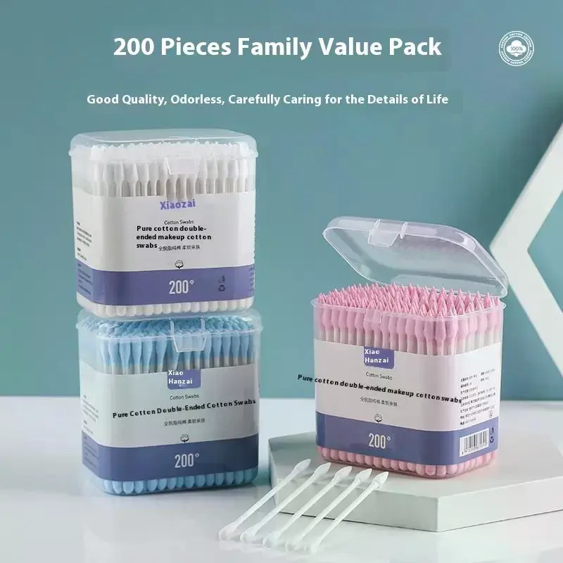 100/200 قطعة مزدوجة الرأس متعددة الأغراض وكيل الفلورسنت الحرة تنظيف حفائظ أعواد قطنية الطفل التمريض لوازم الطفل أعواد قطنية #5
