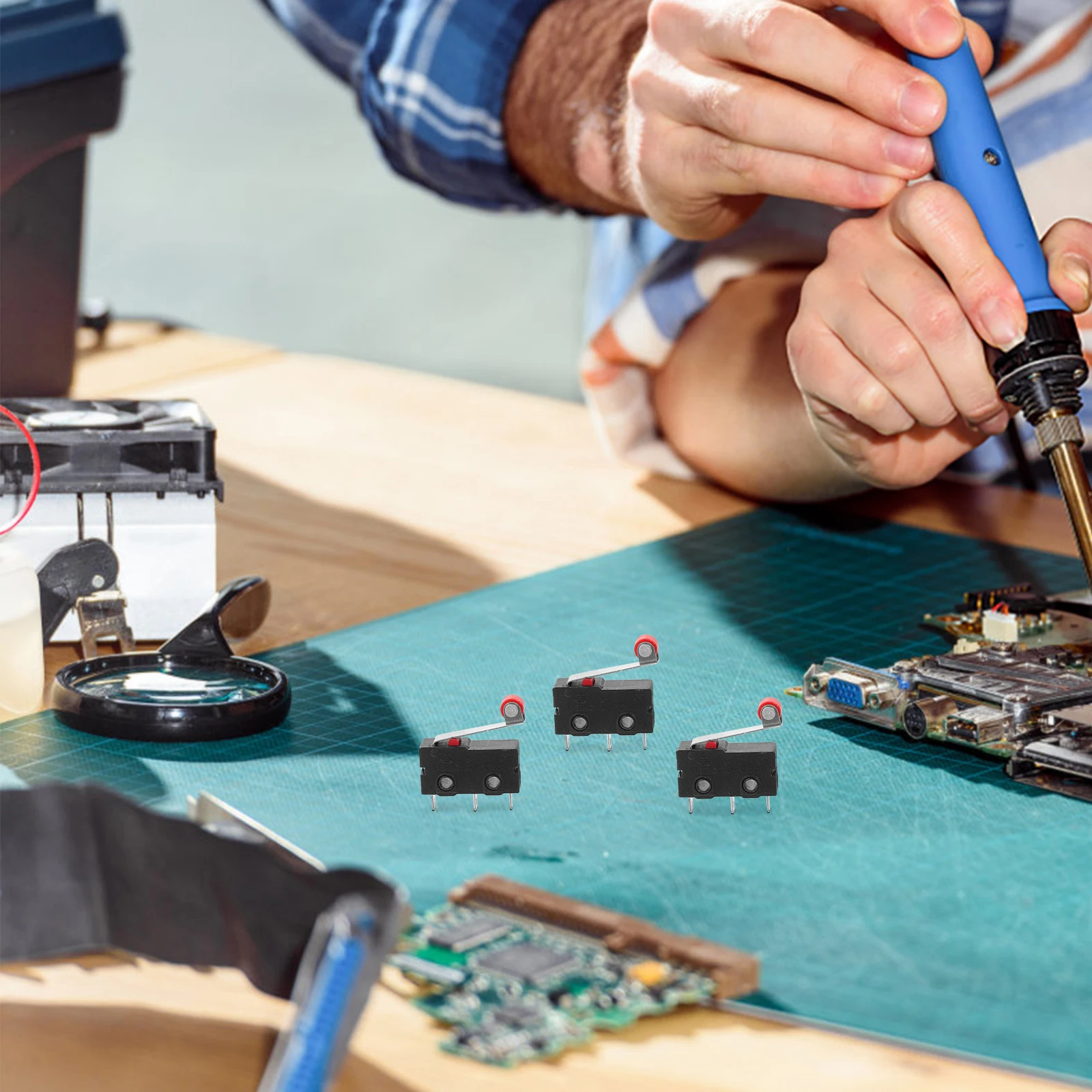 

10 pcs Micro Roller Lever Arm Spdt Snap Action Switch 18Mm 125-250V Black Red Silver 22G 20X6X10Mm Nc Micro On Off