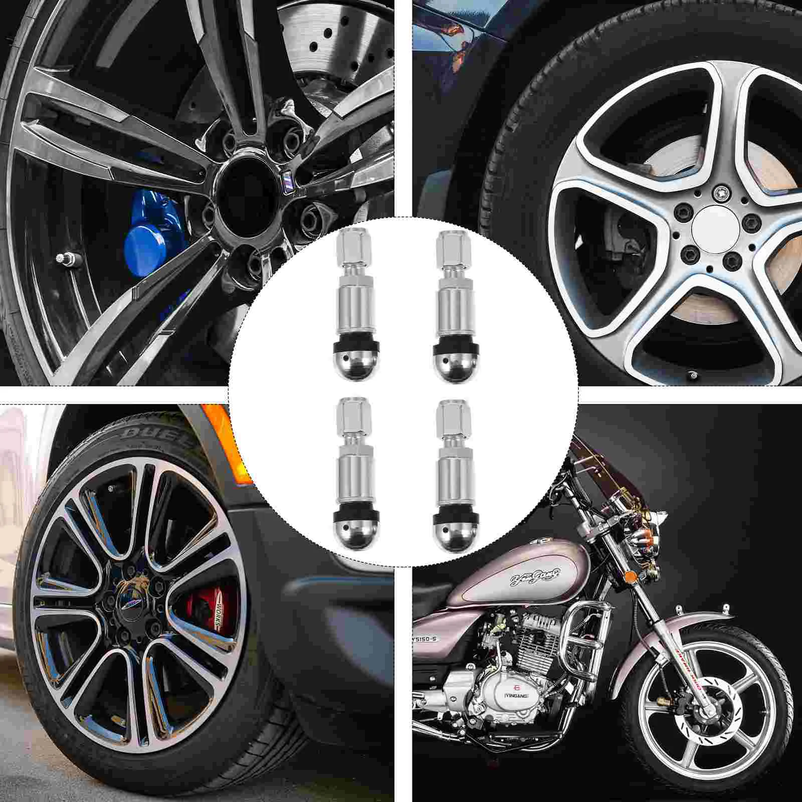 4 Pcs Valve Stems Caps Automobile Tire Aluminum Alloy Tubeless Wheel Valves Air