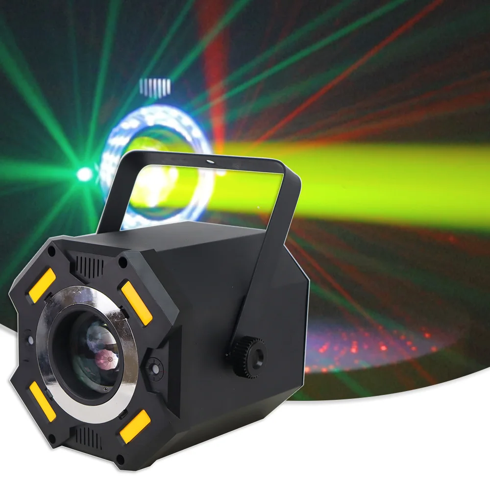 yuer led stage lighting strobe spot 80w feixe 16 prismas efeito abismo vermelho verde laser flash branco dj 5in 1 01