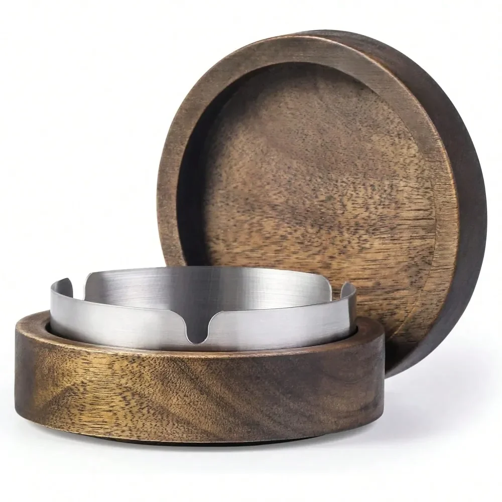 

Ashtray With Lid For Smokers, Stainless Steel Liner, Windproof, Durable, Easy To Clean, Ideal For Indoor Outdoor Use Like Patio